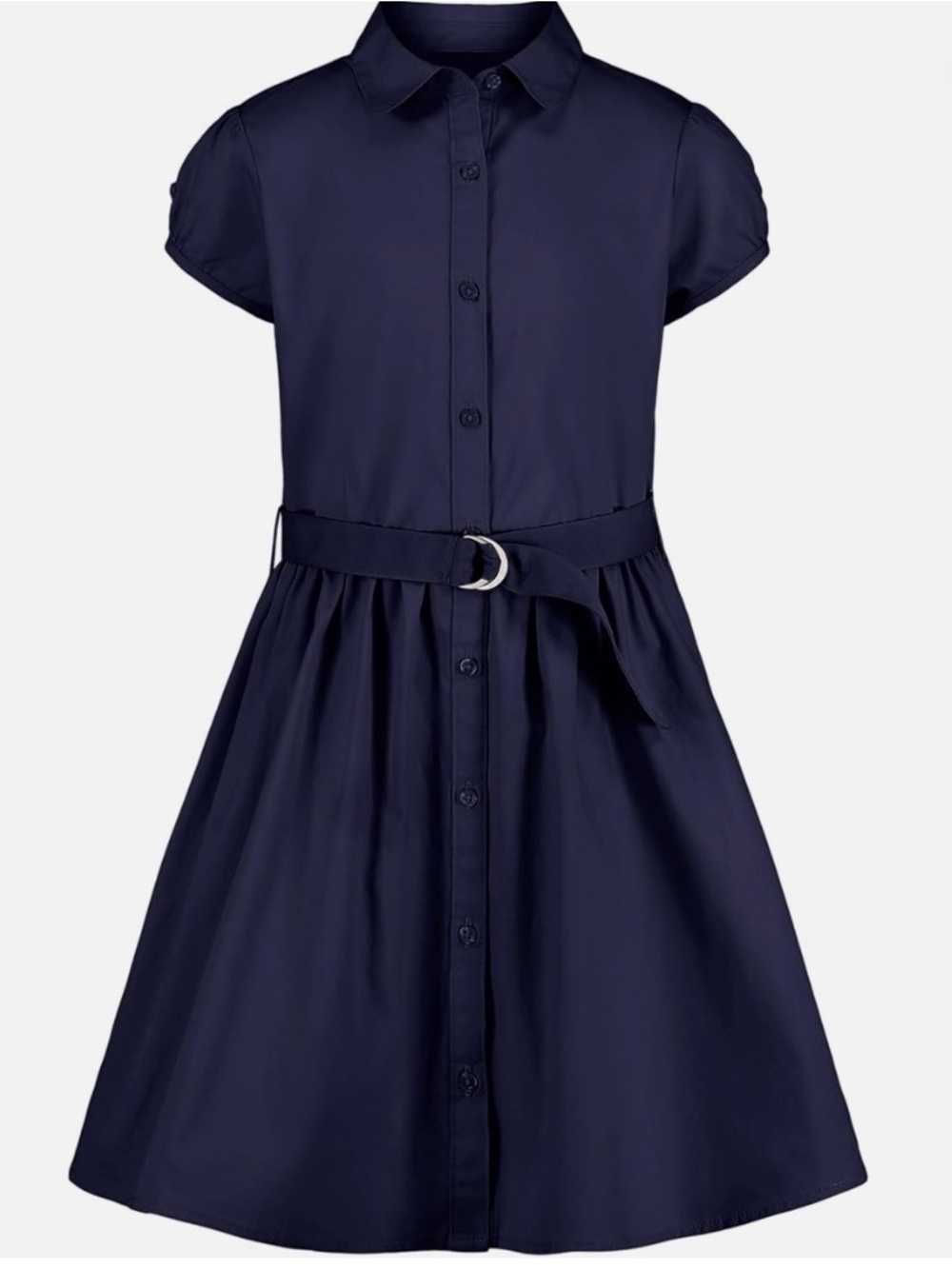 Nautica Girls Navy Button-Front Dress with Ring Belt